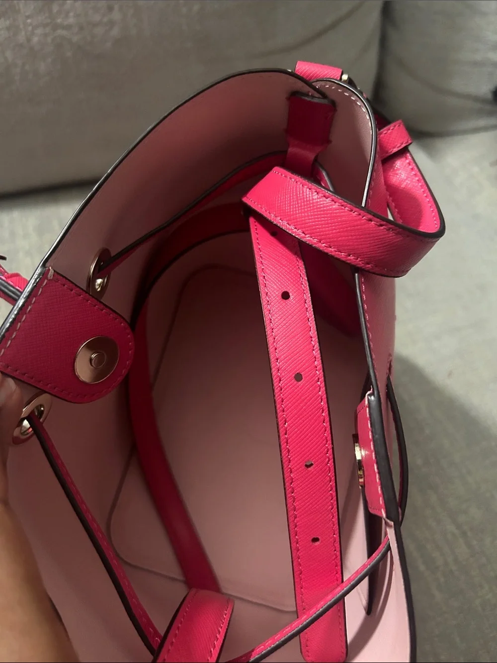 kate spade Bright Hot Pink Saffiano Bucket Shoulder Bag